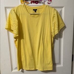 Express Sunny Yellow Eyelet Sleeve Top